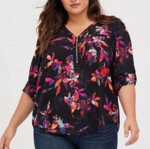 Torrid Harper Georgette Floral Zip-Front Blouse Plus Size 6X